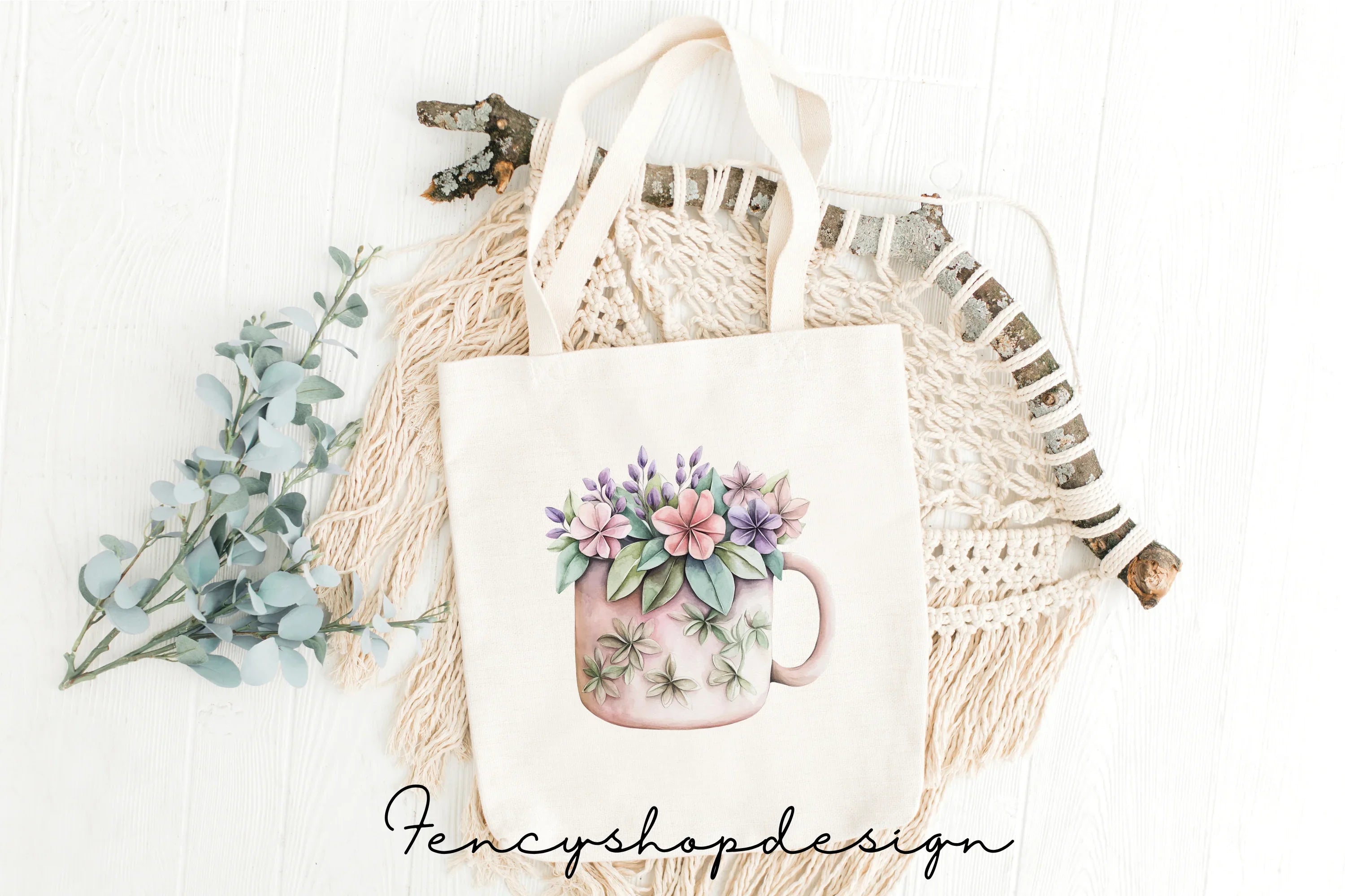 Floral Mugs Clipart Bundle