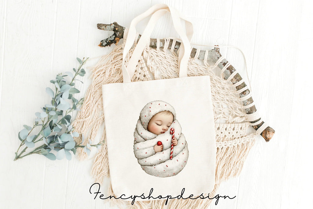 Sleeping Christmas Babies Clipart Bundle