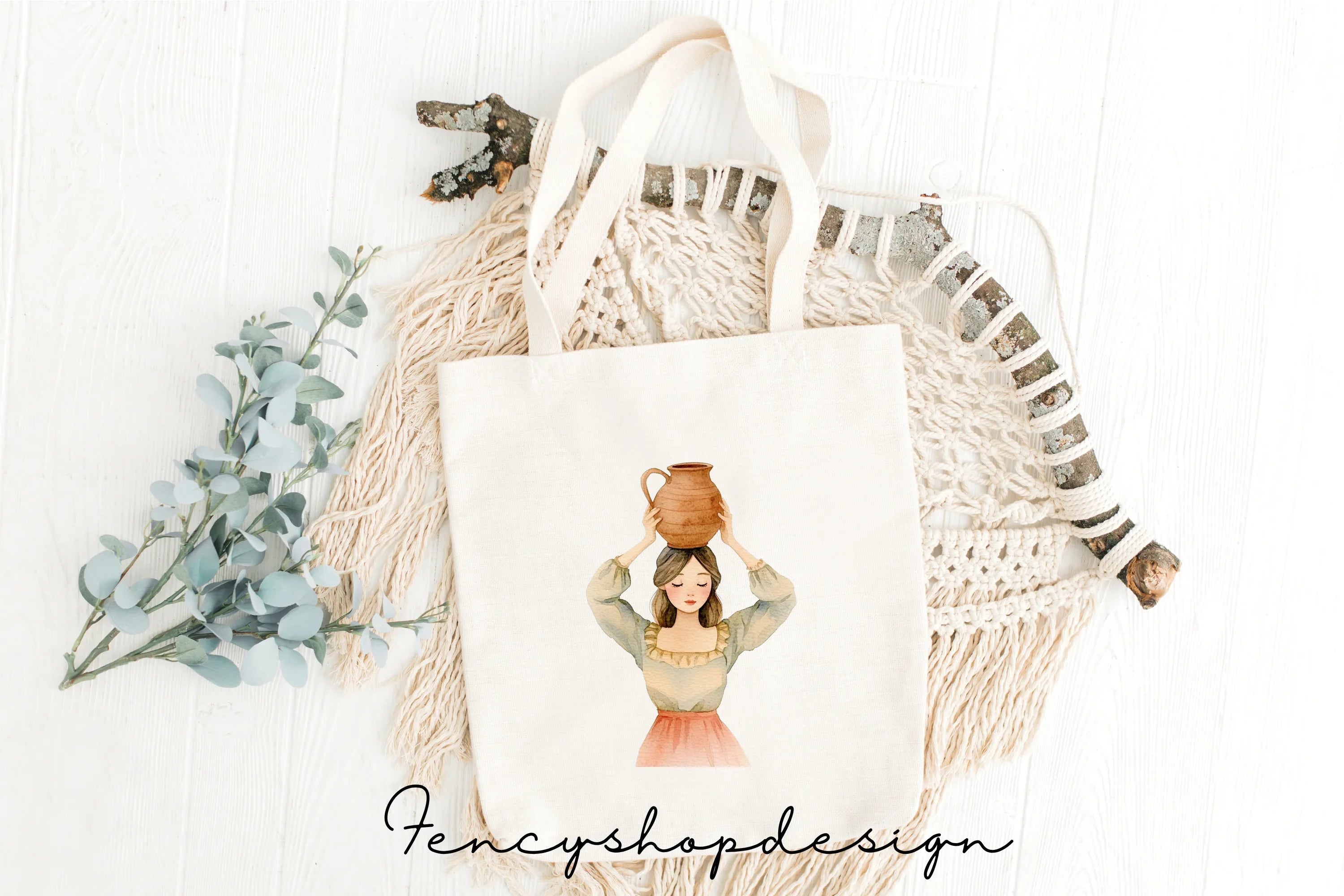 Clay Jug Woman Clipart Bundle