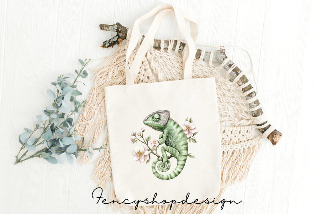 Cute Chameleon Floral Clipart Bundle