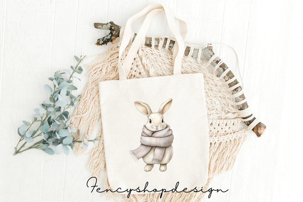 Cute Rabbits with Scarves Clipart Bundle