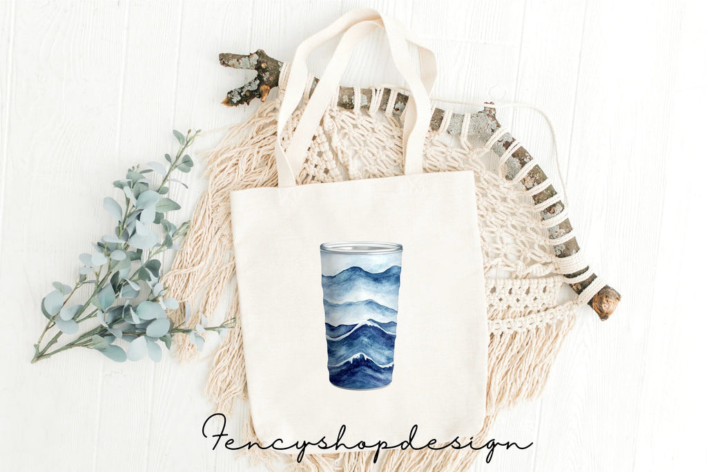 Deep Blue Ocean Wave Tumbler Designs Clipart Bundle