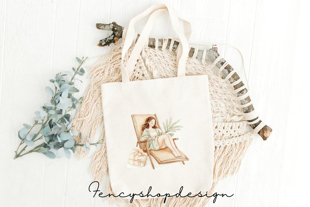 Relaxing Women Beach Lounge Clipart Bundle
