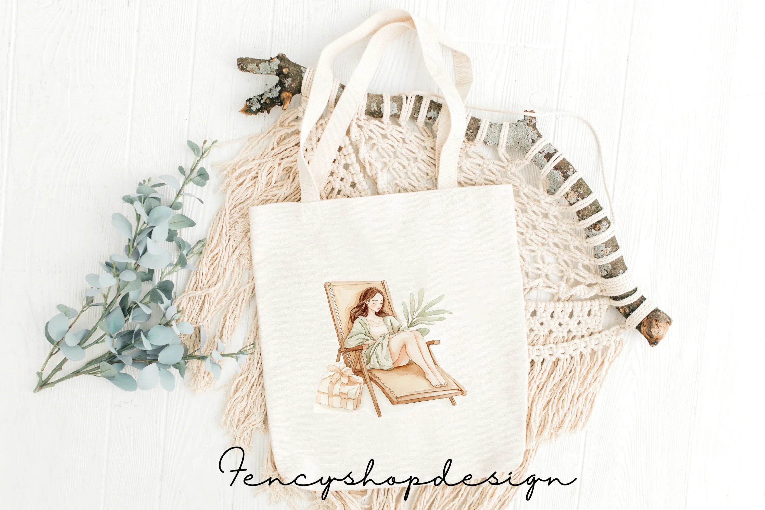 Relaxing Women Beach Lounge Clipart Bundle