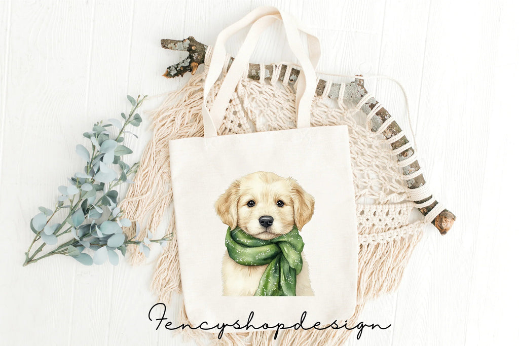 Cute Christmas Puppies Clipart Bundle