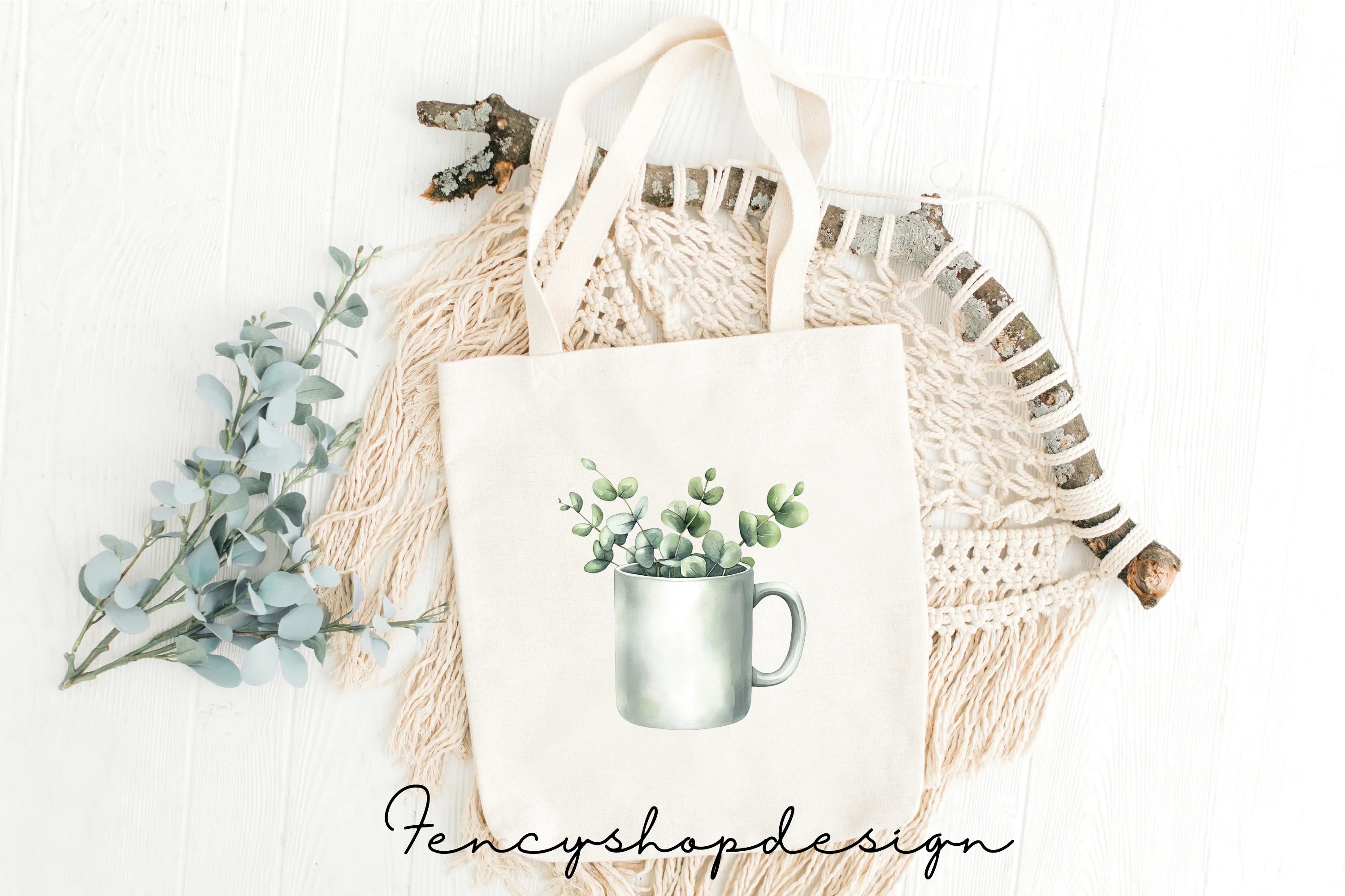 Green Plants Mugs Clipart Bundle