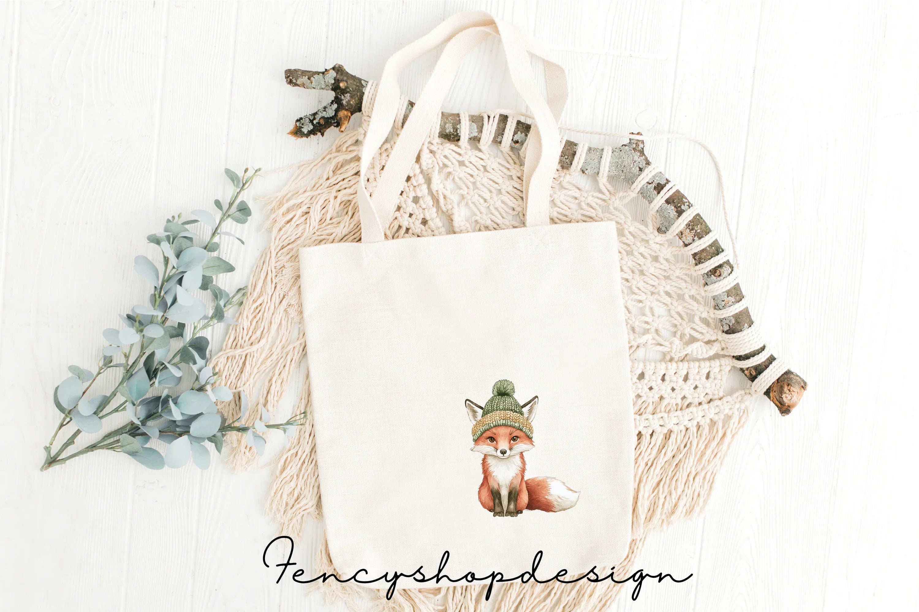 Cute Fox Winter Christmas Clipart Bundle