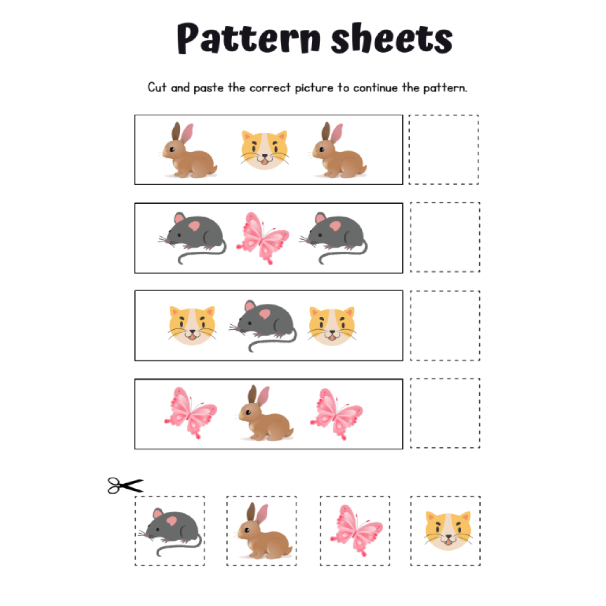 Pattern Sheets Cut and Paste Worksheets
