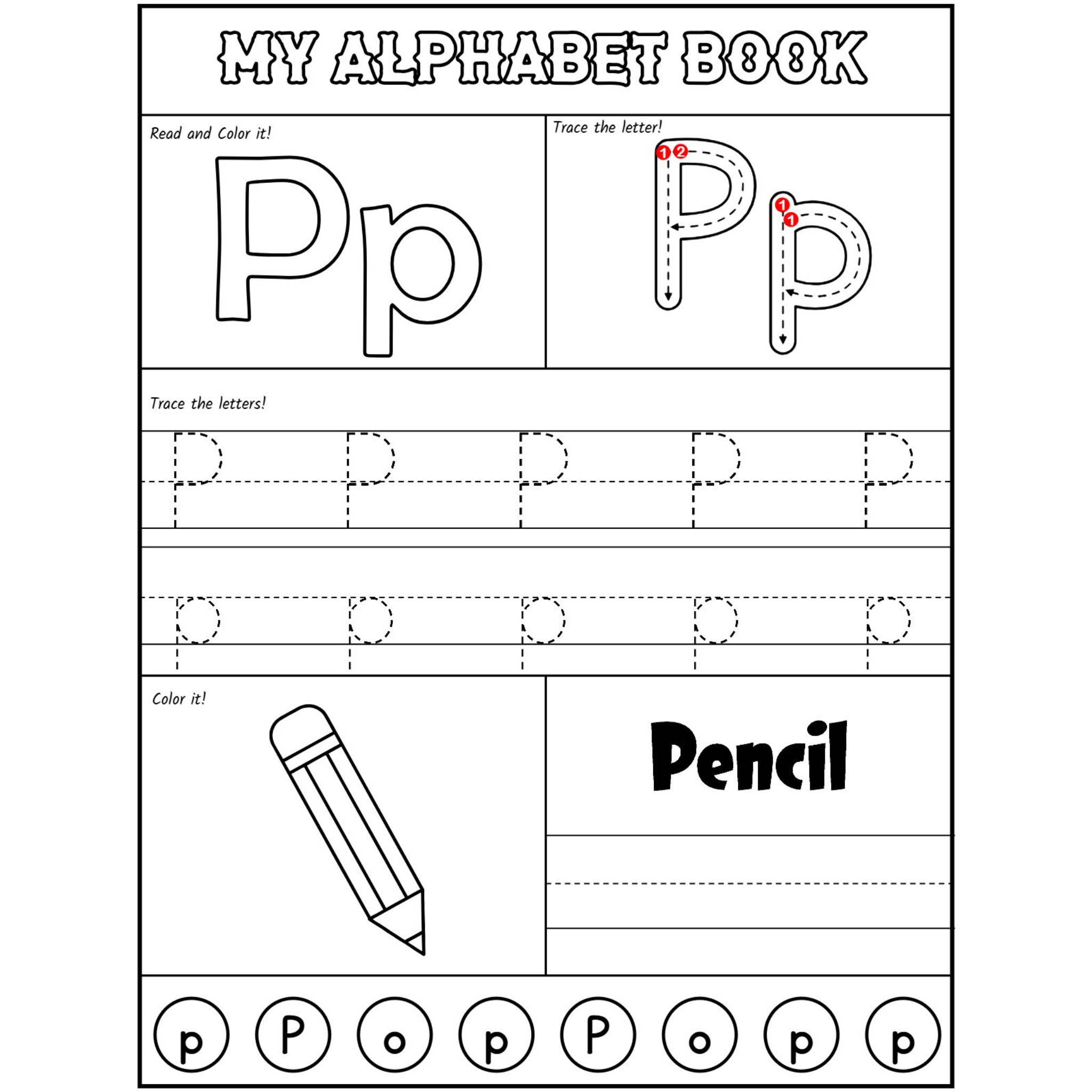Preschool Alphabet Book Recognition Tracing Coloring