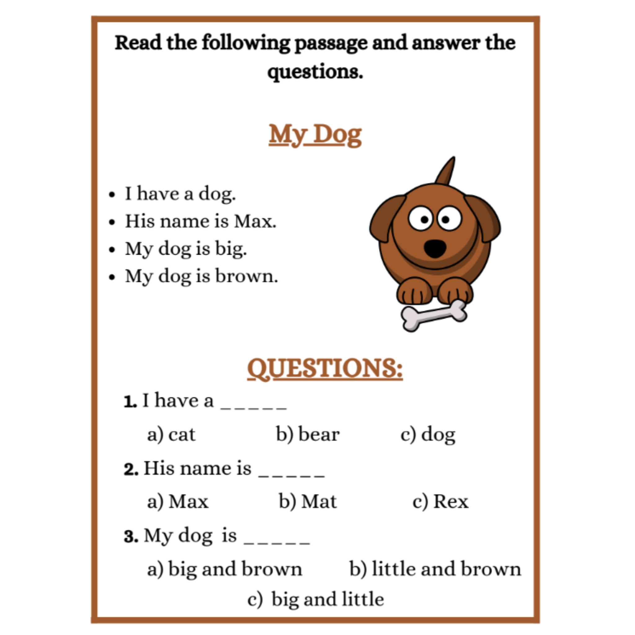 Reading Worksheets for Kids Animal Passages