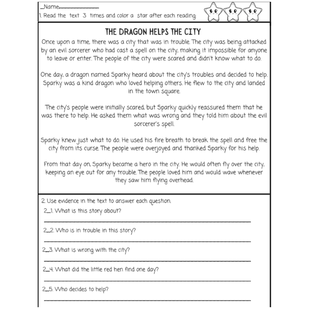 Second Grade Reading Comprehension Passages and Questions