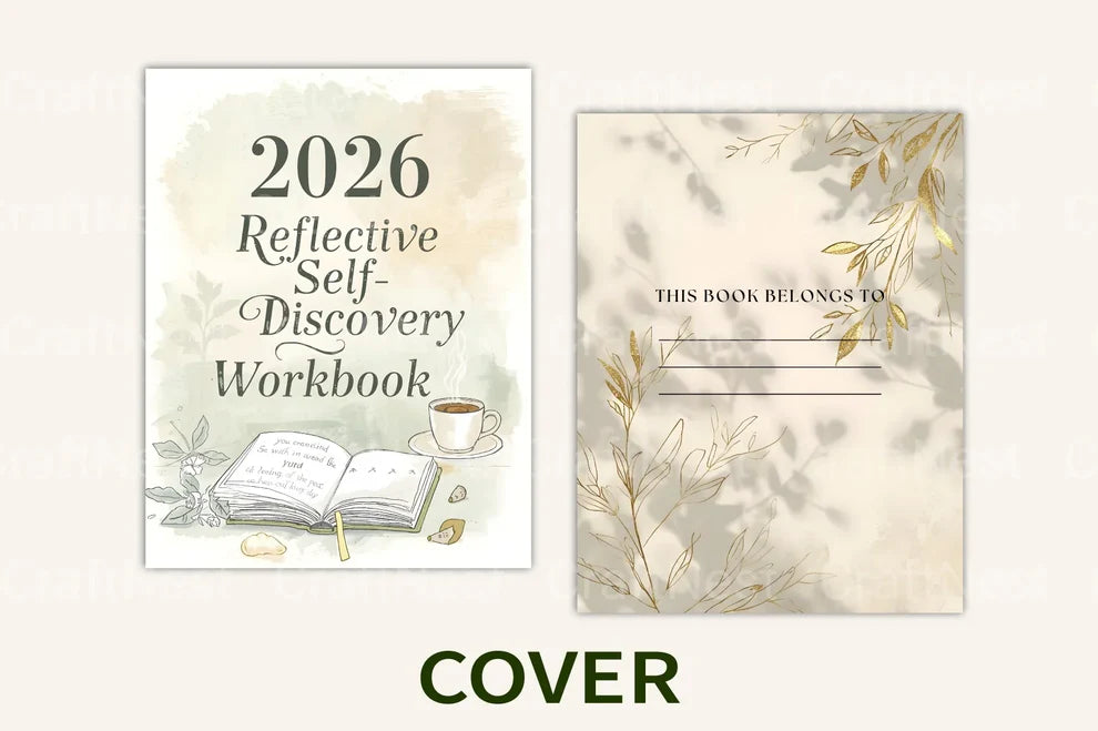 2026 self-discovery workbook cover design digital product.