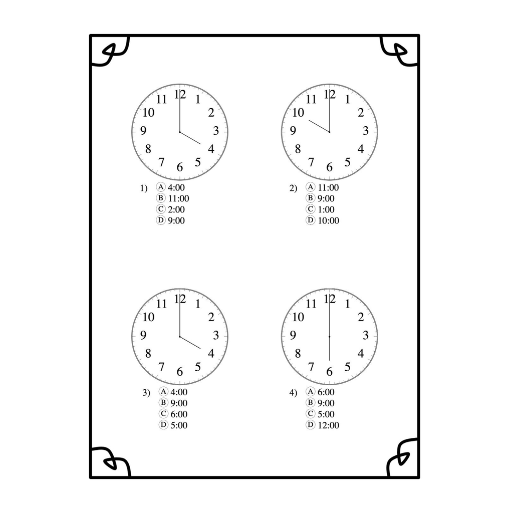 Simple Telling Time Worksheets