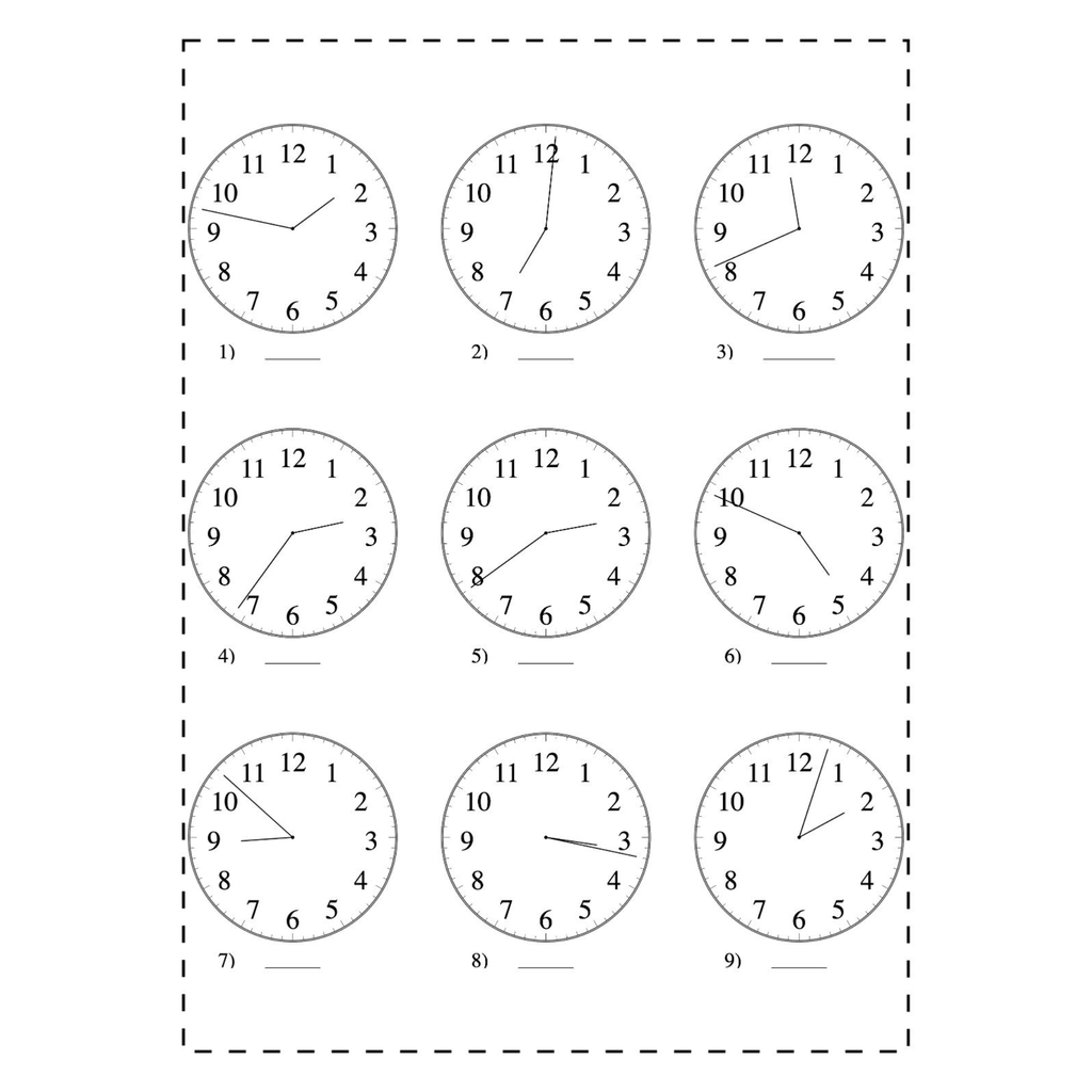 Simple Telling Time Worksheets