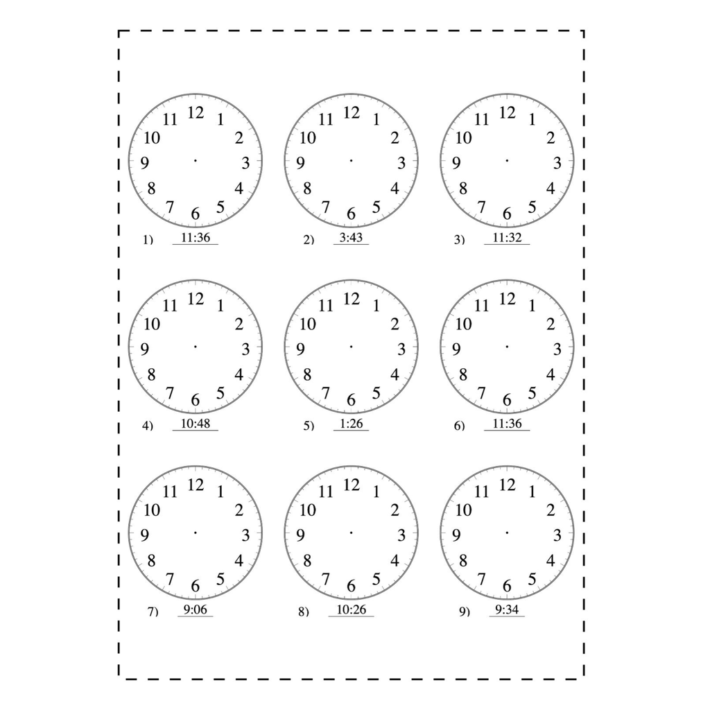 Simple Telling Time Worksheets