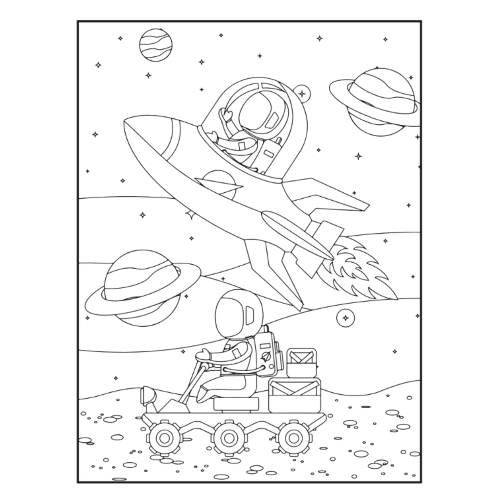 Space Coloring and Dot to Dot Activity Book