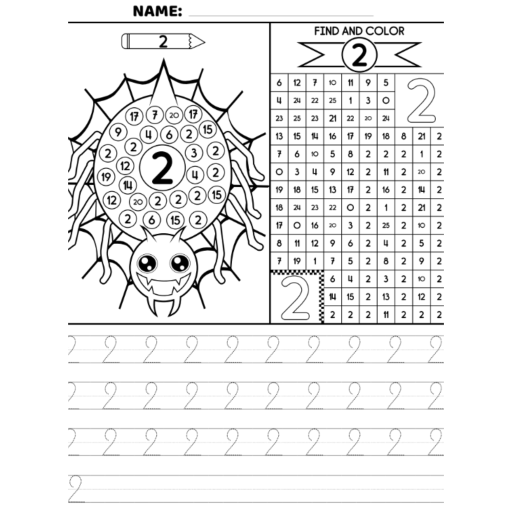 Spider Number Maze Handwriting Worksheets