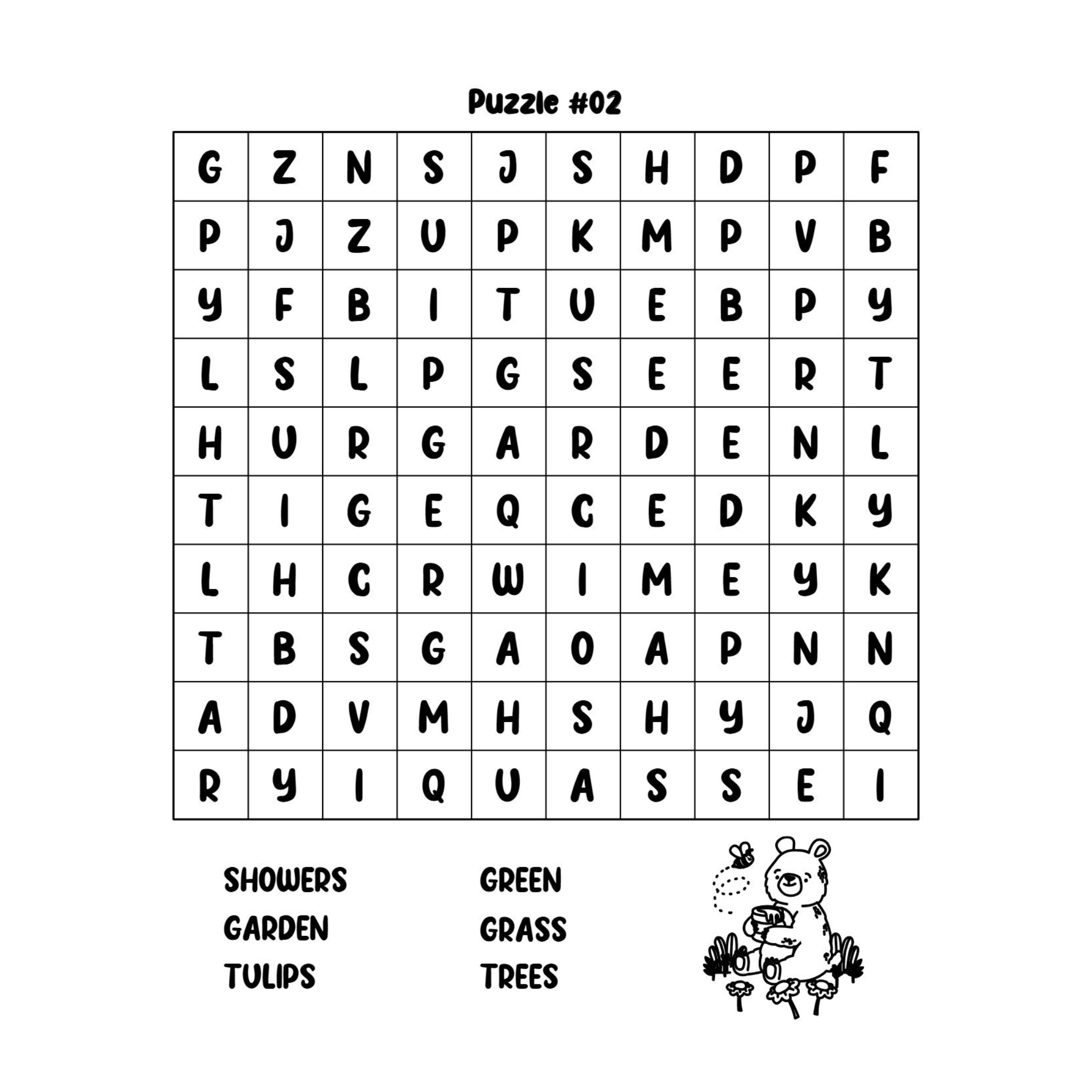 Spring Word Search Book for Kids