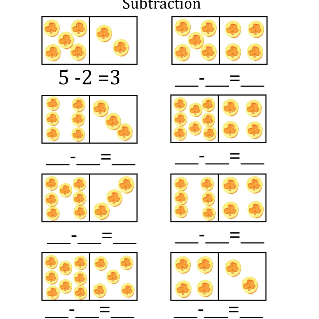 St. Patrick's Day Addition Subtraction Counting Worksheets