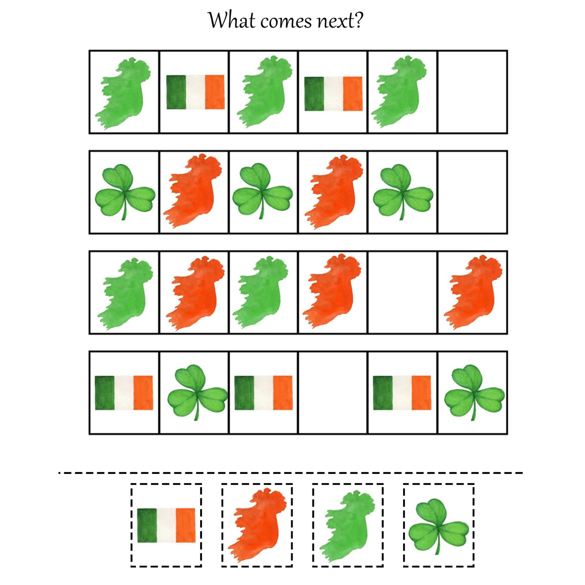 St. Patrick's Day Addition Subtraction Counting Worksheets