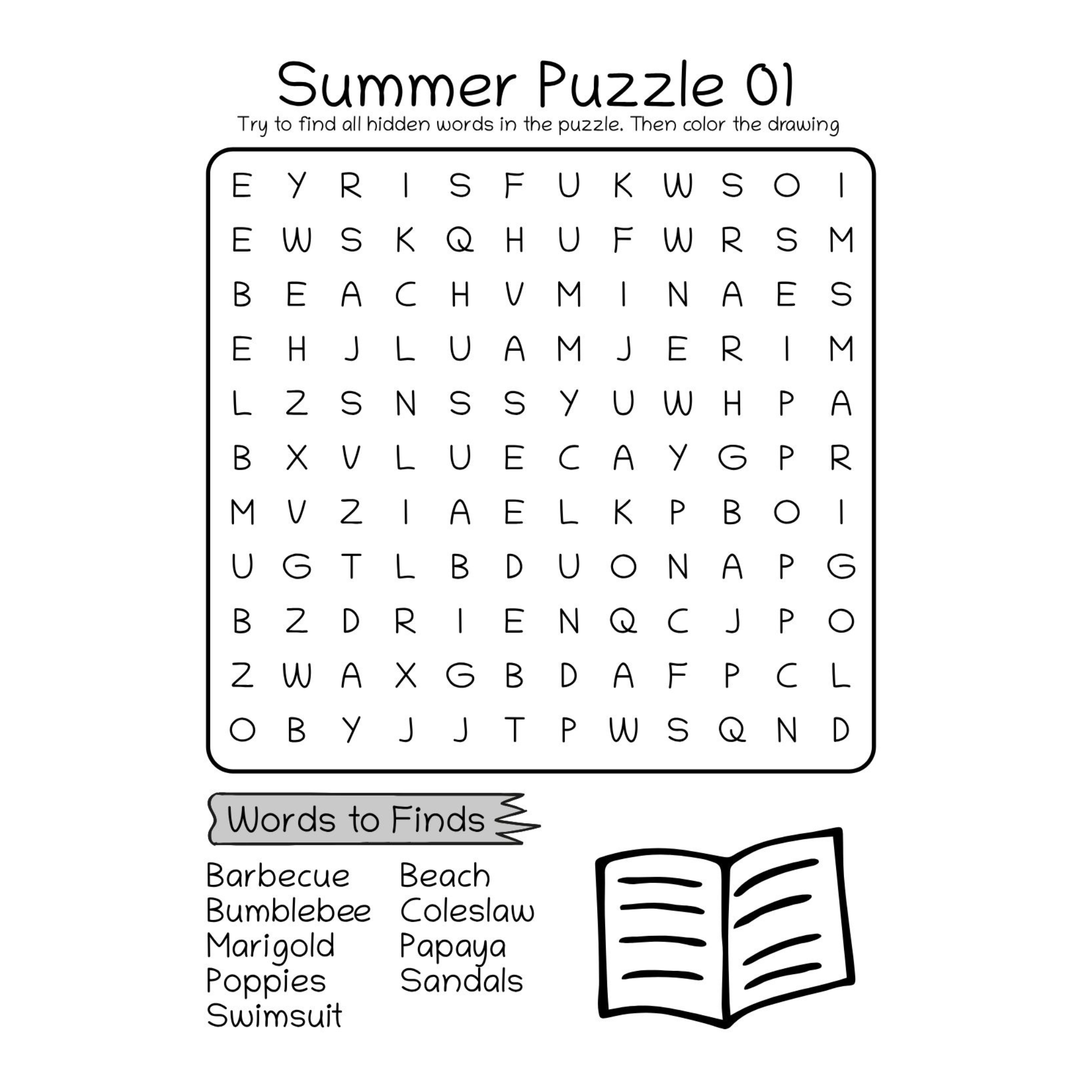 Summer Word Search Activity Book