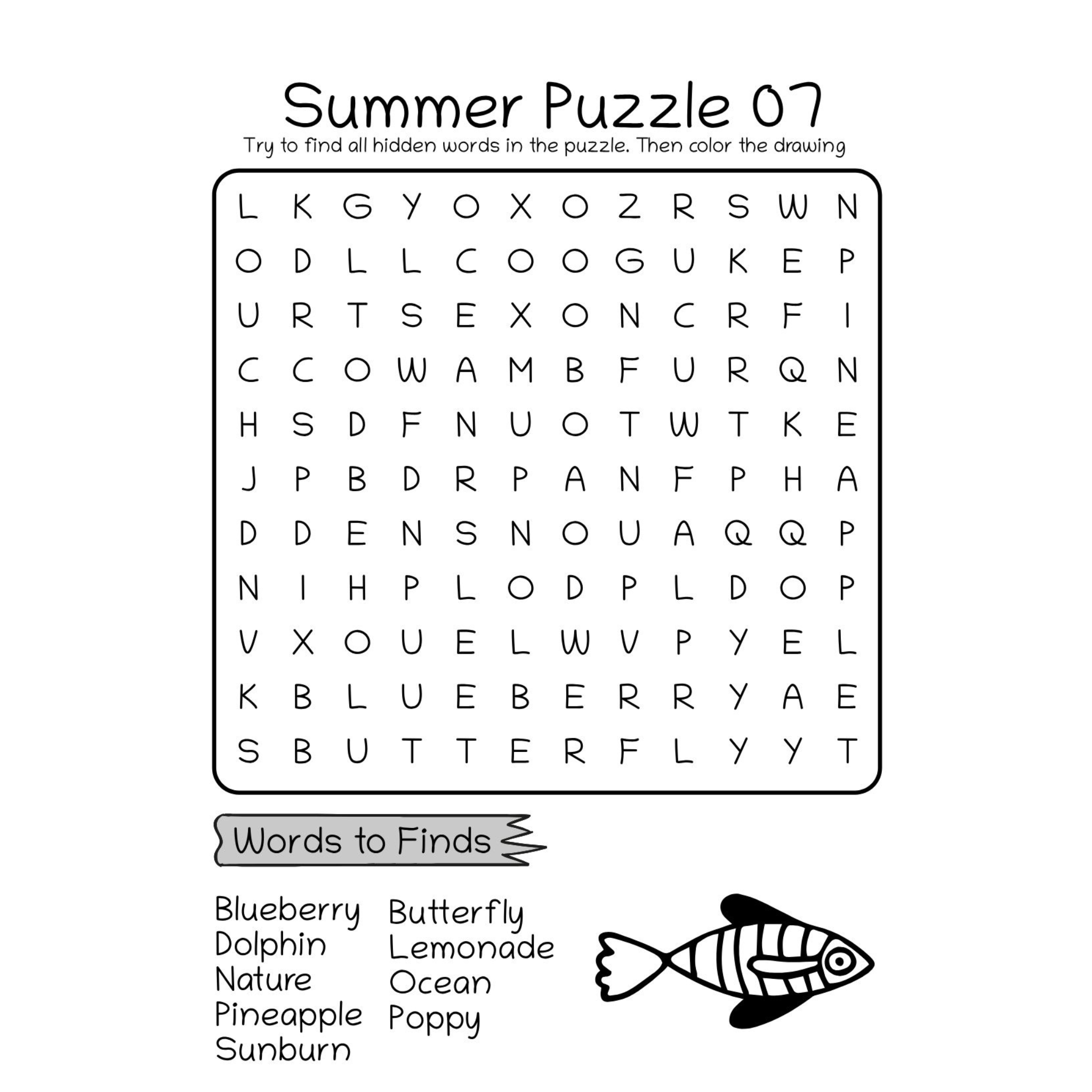 Summer Word Search Activity Book
