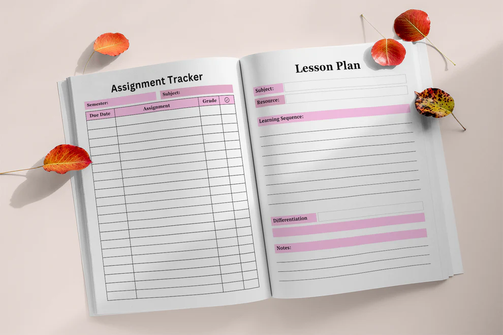 Teacher assignment tracker and lesson plan sheet digital product.