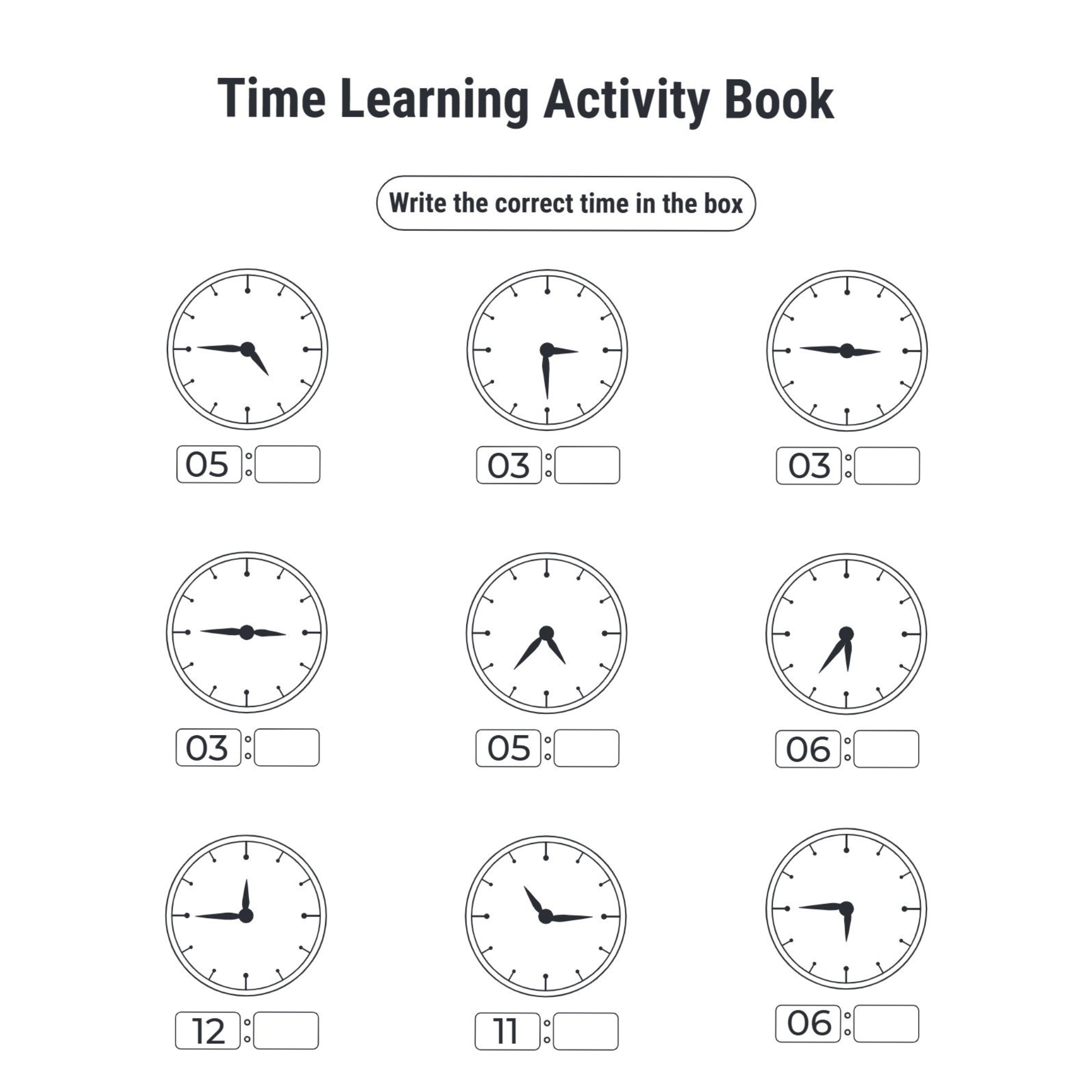 Time Learning Activity Book for Kids