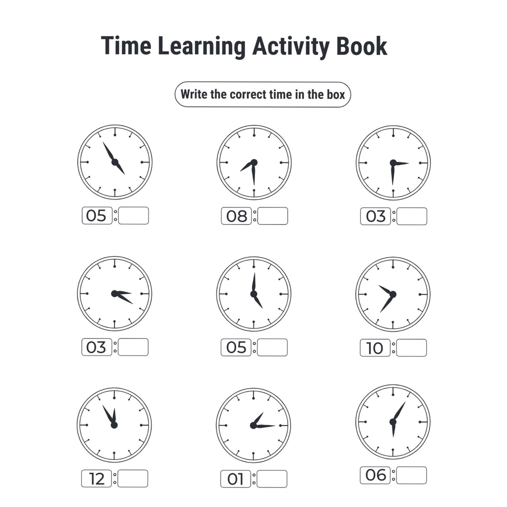 Time Learning Activity Book for Kids
