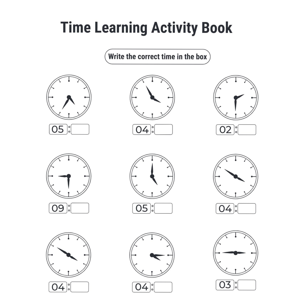 Time Learning Activity Book for Kids