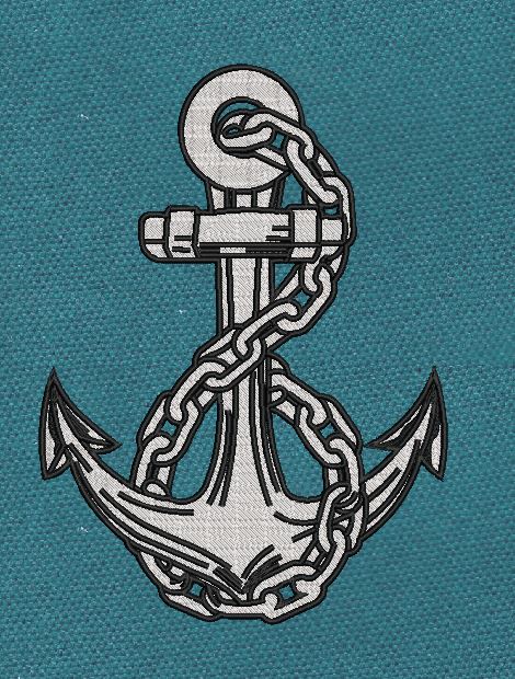 Silver Anchor Embroidery Design