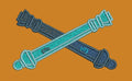Crossed Cannons Embroidery Design