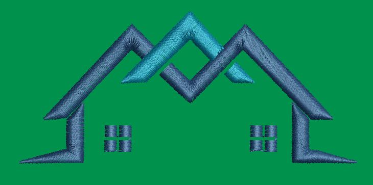 Green House Building Schematic Embroidery Design