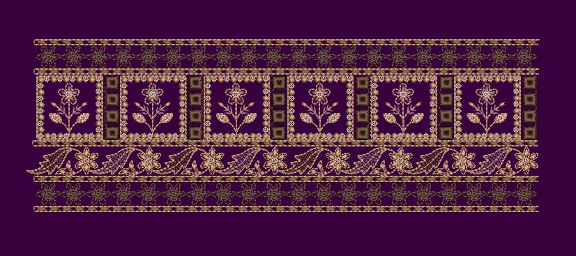 Paneled Floral Lace Border Embroidery Design