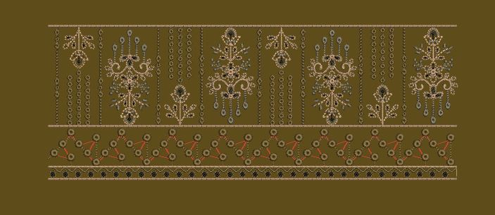 Chandelier Motif and Beaded Drop Border Embroidery Design