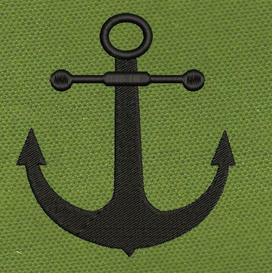Anchor Black Nautical Emblem Embroidery Design