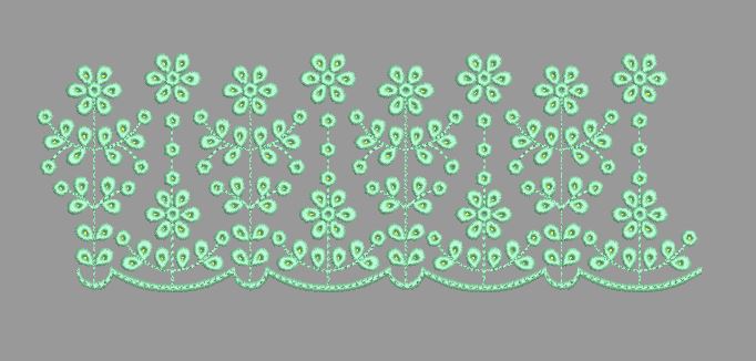Mint Daisy Jaal Border Embroidery Design