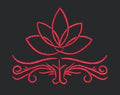 Crimson Lotus Scroll Embroidery Design