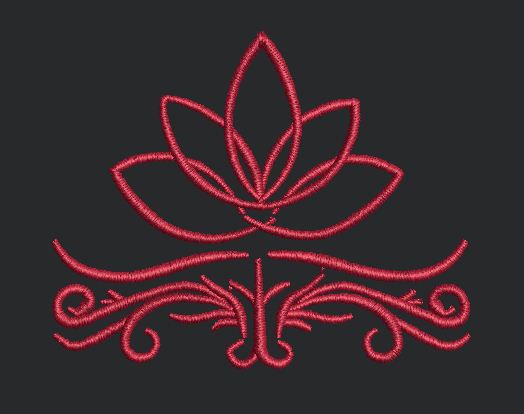 Crimson Lotus Scroll Embroidery Design