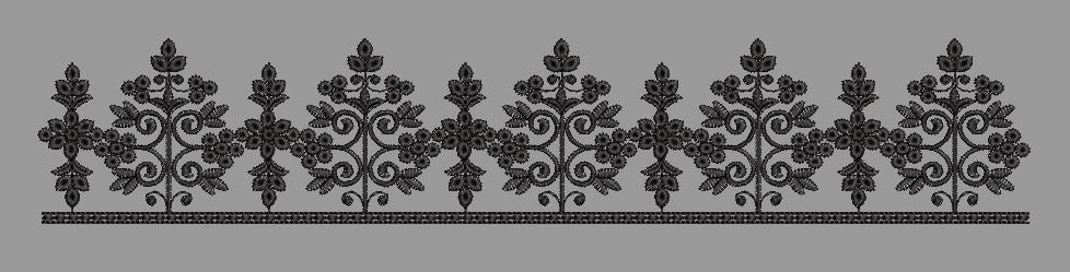 Black Silhouette Floral Vine Border Embroidery Design