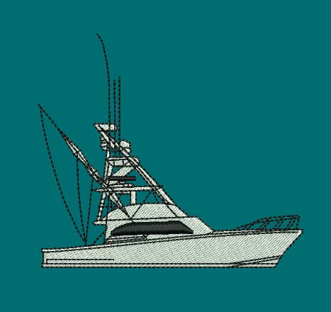 Sportfisher Teal Stitch Embroidery Design