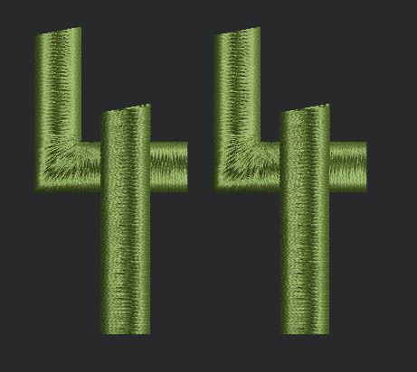 Stylized Forty Four in Green Embroidery Design