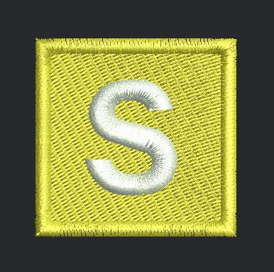Yellow Square Letter S Monogram Embroidery Design
