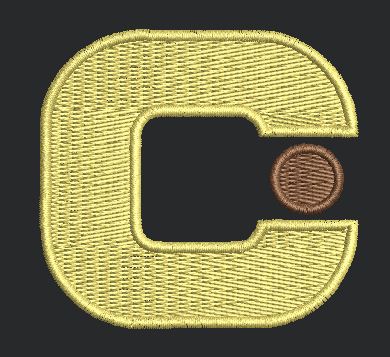 Golden Letter C Monogram Embroidery Design