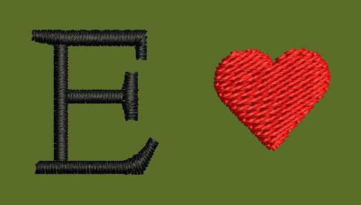 Letter E and Heart Embroidery Design