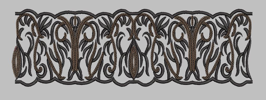 Ornate Filigree Decorative Scroll Border Embroidery Design