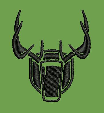 Stylized Antler Emblem Embroidery Design