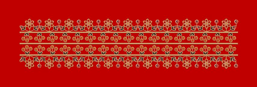 Ornate Four Daisy and Clover Panel Embroidery Design