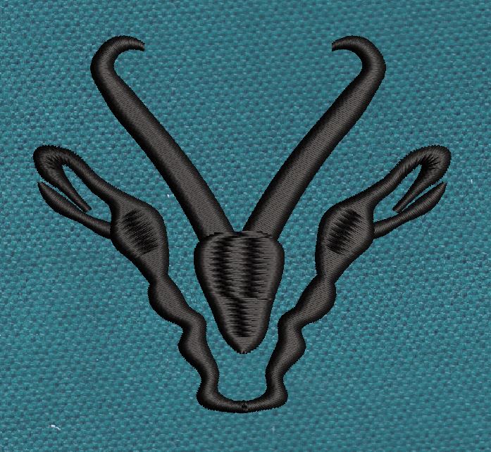 Kudu Silhouette Black Minimalist Horns Embroidery Design