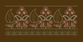 Alternating Paisley Floral Stem Border Embroidery Design
